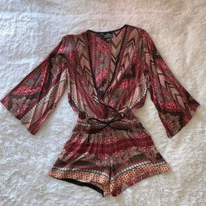 Boho Gypsy Print Deep Cut Romper